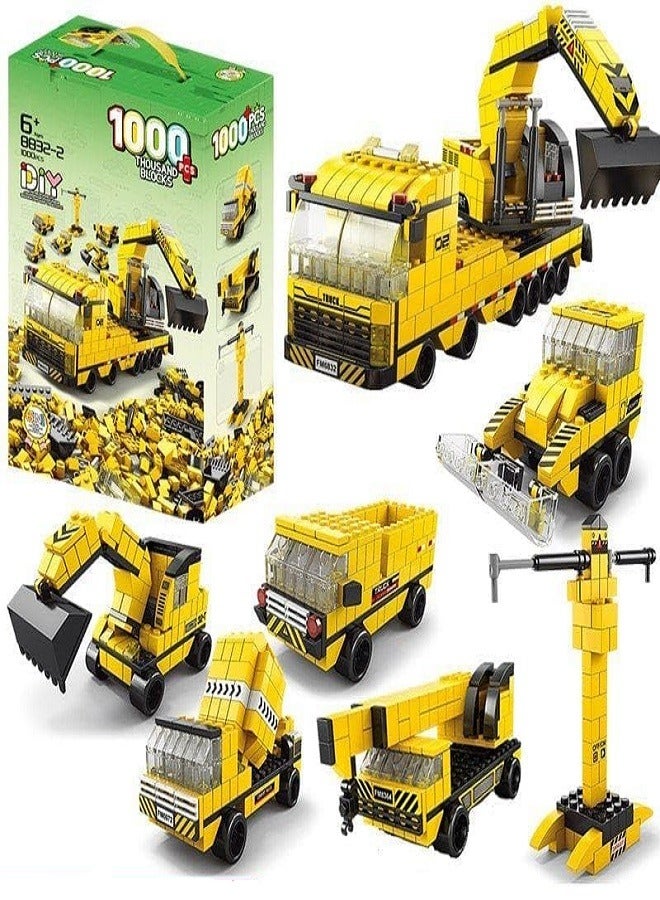 Diy 1000 Piece DIY Construction Blocks Set, 6+ Years, Includes Crane, Truck, and Other Vehicles - Image 4