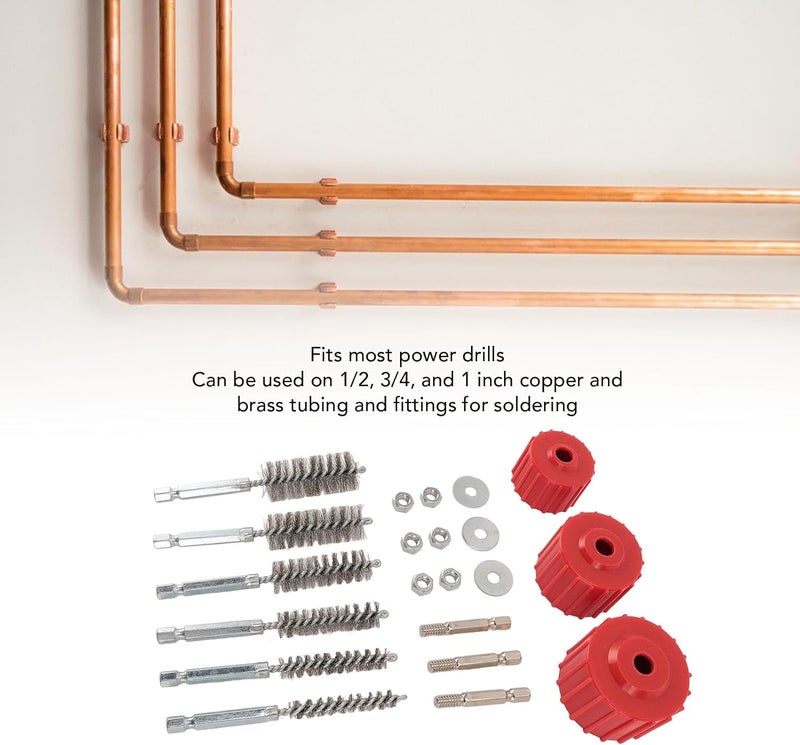Copper Pipe Cleaner, for Power Drill 1/2 3/4 1 Inch Tube Cleaning Brush with Stainless Steel Wire Shank for Soldering - Image 3