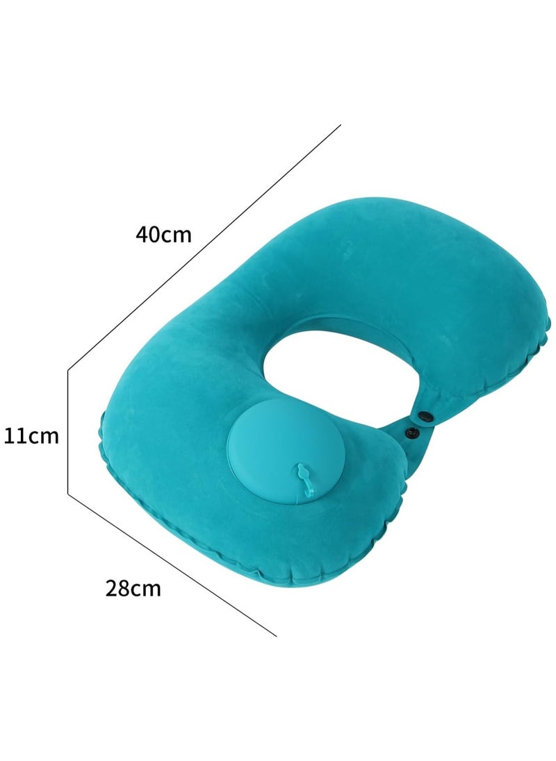 Navy Blue Neck Pillow, Inflatable Travel Pillow With Built-In Pump, Neck Support Pillow, Soft U-Shaped Folding Pillow For Sleeping And Resting On Planes, Trains, Offices, Camping, Traveling