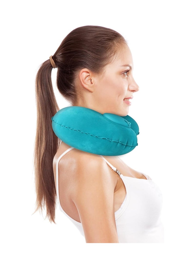 Navy Blue Neck Pillow, Inflatable Travel Pillow With Built-In Pump, Neck Support Pillow, Soft U-Shaped Folding Pillow For Sleeping And Resting On Planes, Trains, Offices, Camping, Traveling