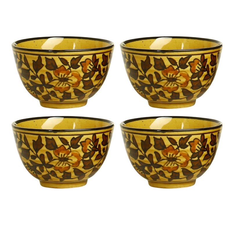 Caffeine Ceramic Handmade Brown sehra Dessert Bowl Set of 4 150 ml - Image 1