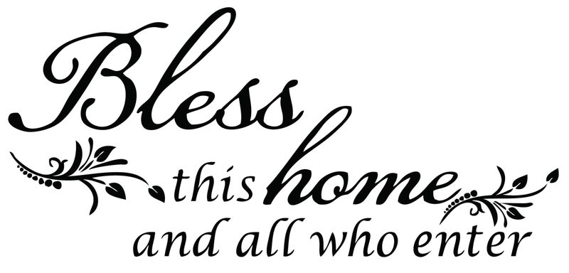Decaltor Bless This Home and All who Enter  Vinyl Wall Decal Entryway Living Room Dcor Art Letters Quotes Stencil