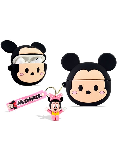 Case Soft Silicone Shockproof Cover for Apple Airpods Pro 2 New 3D Cute Cartoon Creative Fun Case Skin with Keychain Design Charging Case (Minnie Pink)