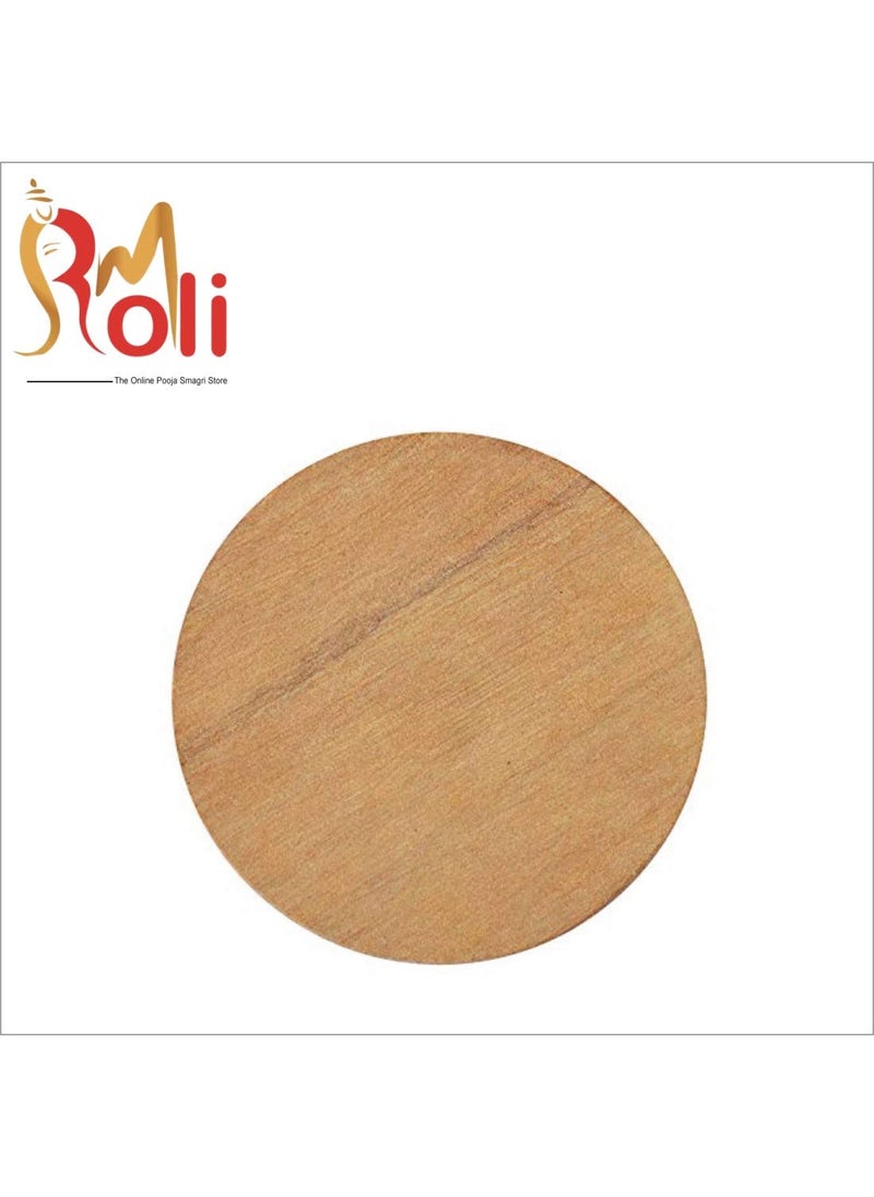 ROLIMOLI ROLIMOLI Specialized Rubbing Sandal Wood Round Stone Chandan Chakla (Brown, 5 inch)  - Image 4