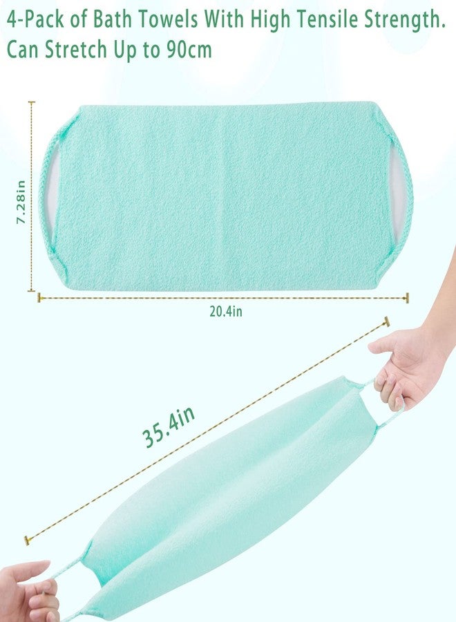 CANIPHA 4 Pcs Exfoliating Back Scrubber with Handles,Nylon Back Exfoliator Extended Length Back Washers Stretchable Exfoliating Washcloth Pull Strap Shower Scrubber for Body Cleans Skin Massages for Women Men - Image 4