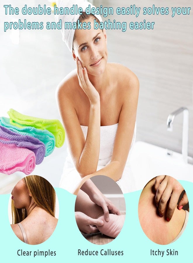 CANIPHA 4 Pcs Exfoliating Back Scrubber with Handles,Nylon Back Exfoliator Extended Length Back Washers Stretchable Exfoliating Washcloth Pull Strap Shower Scrubber for Body Cleans Skin Massages for Women Men - Image 5