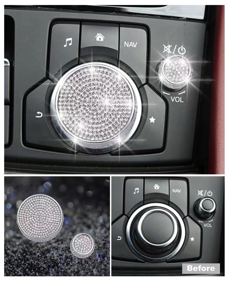 ZSJO Bling Media Control Volume Knob Bling Crystal Shiny Accessory Interior Cover Fit Mazda 3(2017-2018) Mazda 6 (2016-2021) Mazda CX-3(2019-2021) Mazda CX-5 (2016-2021) Mazda CX-9(2016-2021) - Image 3