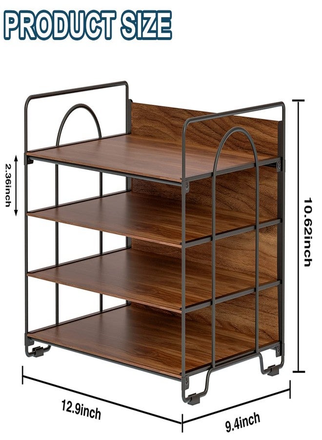 LUCYCAZ 4 Tier Paper Organizer for Desk - Wood Desk Organizer, Metal Paper Tray Organizer, File Organizer for Office Home School, Black - Image 5