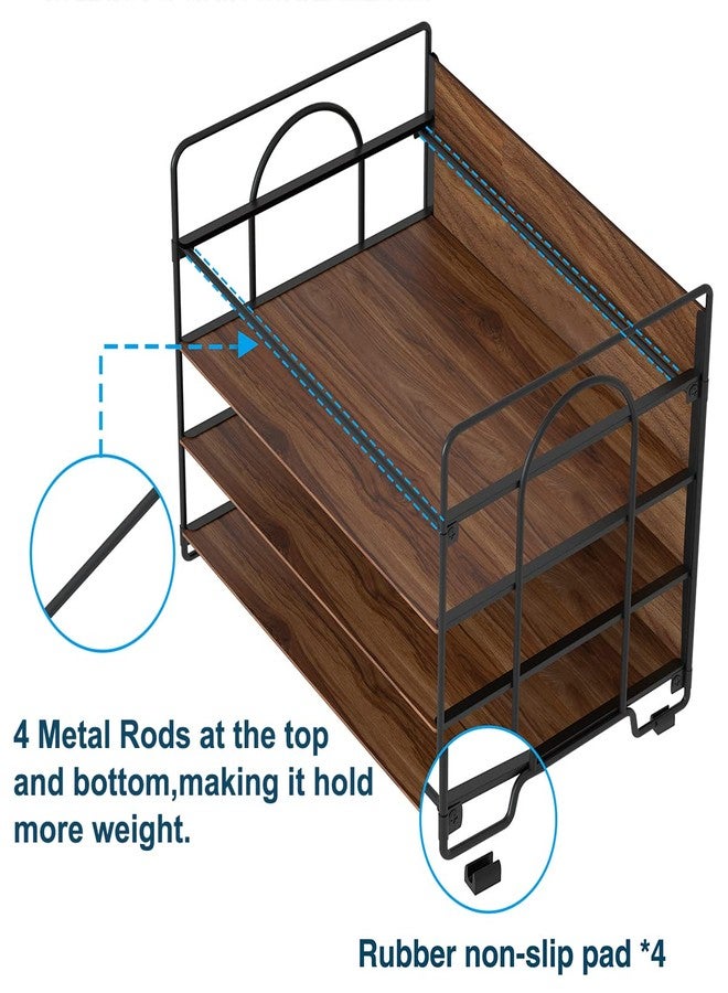 LUCYCAZ 4 Tier Paper Organizer for Desk - Wood Desk Organizer, Metal Paper Tray Organizer, File Organizer for Office Home School, Black - Image 3