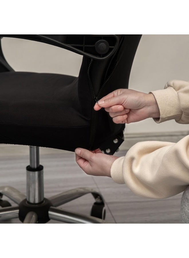 Office Chair Cover - Universal Stretch Desk Chair Cover Computer Chair Sli Pieces overs Size: L - Black  - Image 4