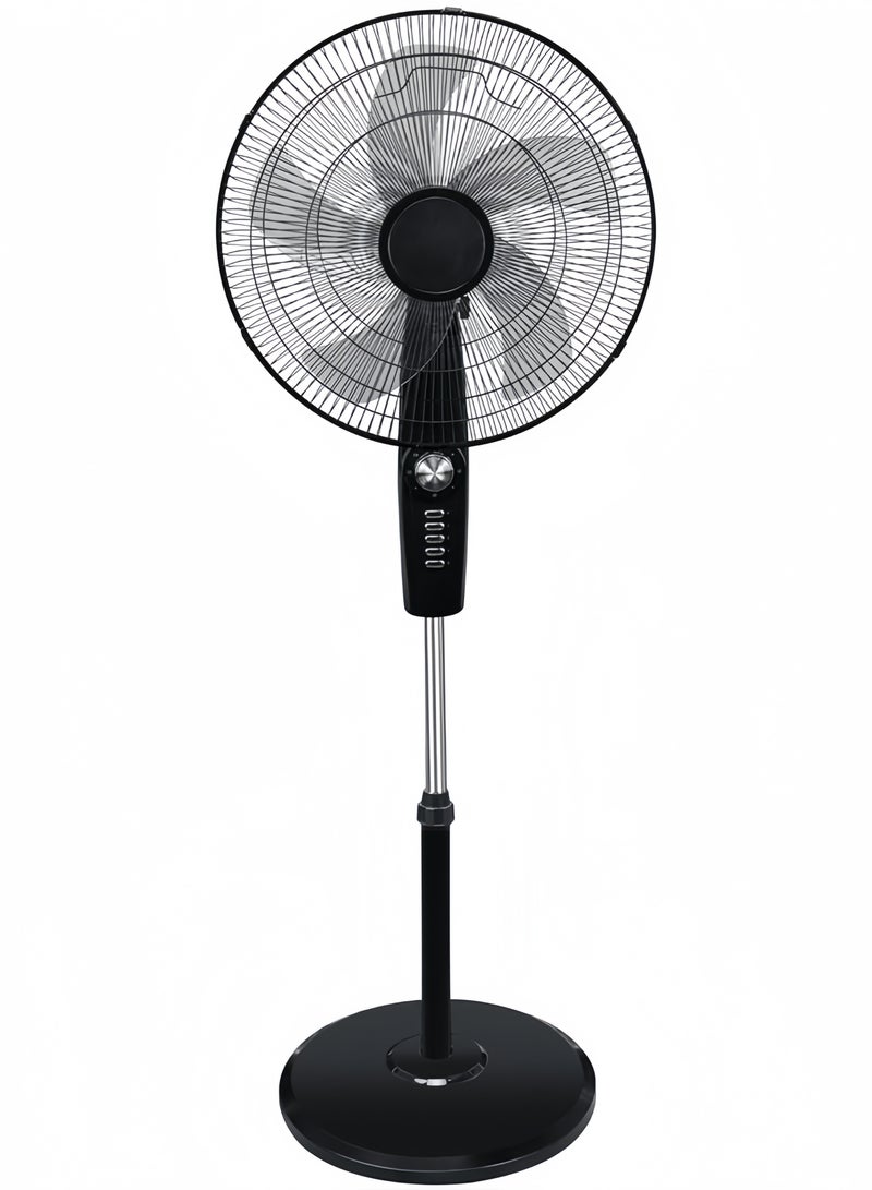 GGEROU Pedestal Stand Fan,18 inch,3D Oscillation Directions, 4 Speed& Adjustable Height,5 Fan Leaf Power Saving with 2 Hours Timer floor fan for Bedroom Home Office, Black  - Image 1