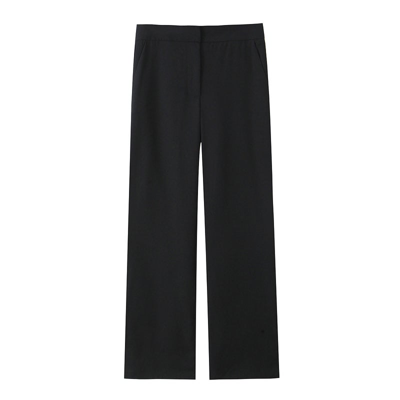 European and American Clothing Pleated Corset Top + High Waist Flared Pants Beige pants - Image 3