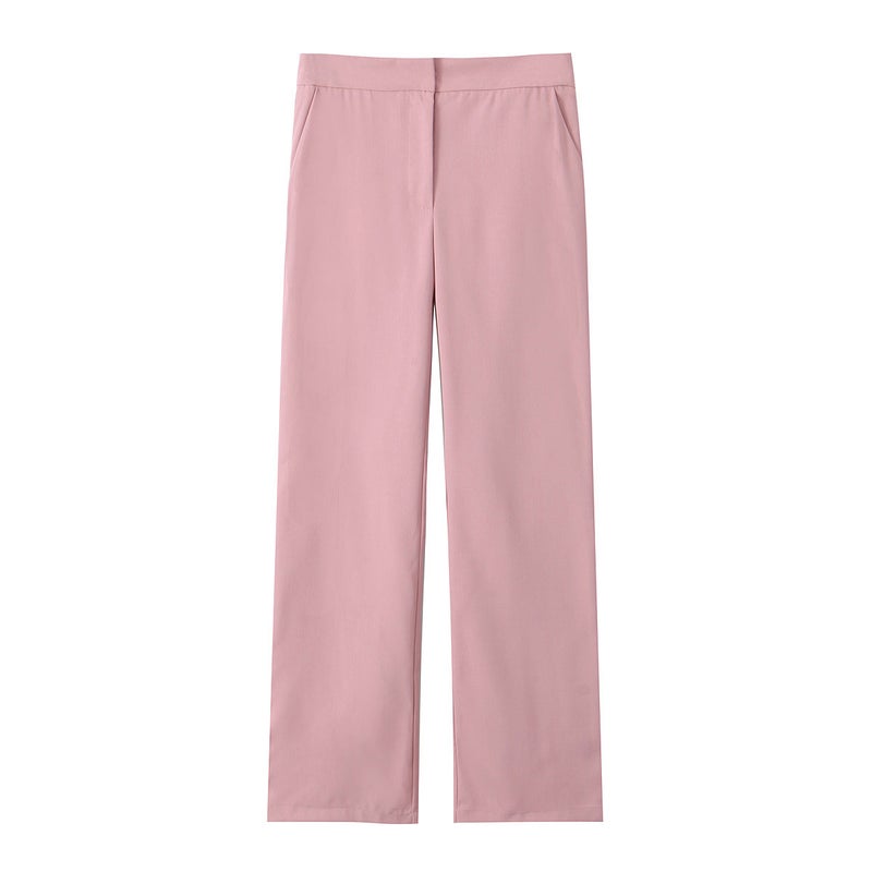European and American Clothing Pleated Corset Top + High Waist Flared Pants Beige pants - Image 5