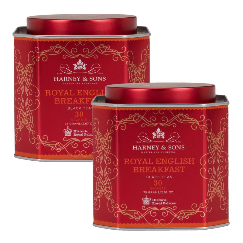 HARNEY & SONS Harney and Sons Royal English Breakfast, Black 30 Sachets per Tin - Pack of 2 - Image 1