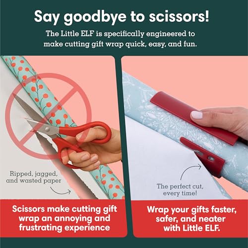 Little ELF Wrapping Paper Cutter (2-Pack) | Red Christmas Gift Wrap Cutter | As seen on Shark Tank | Made in USA | Gift Wrapping Paper Slicing Tool - Image 3