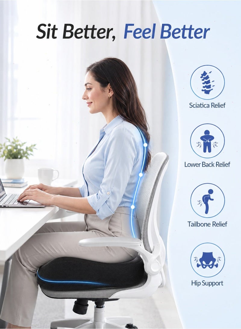 Yoawllty Memory Foam Seat Cushion with Breathable Mesh Cover, Pressure & Pain Relief on Hip Back Coccyx for Office, Car and Home - Image 5