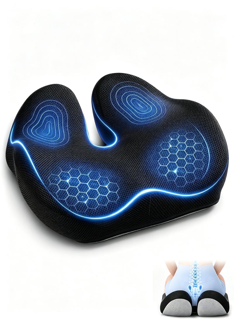 Yoawllty Memory Foam Seat Cushion with Breathable Mesh Cover, Pressure & Pain Relief on Hip Back Coccyx for Office, Car and Home - Image 1