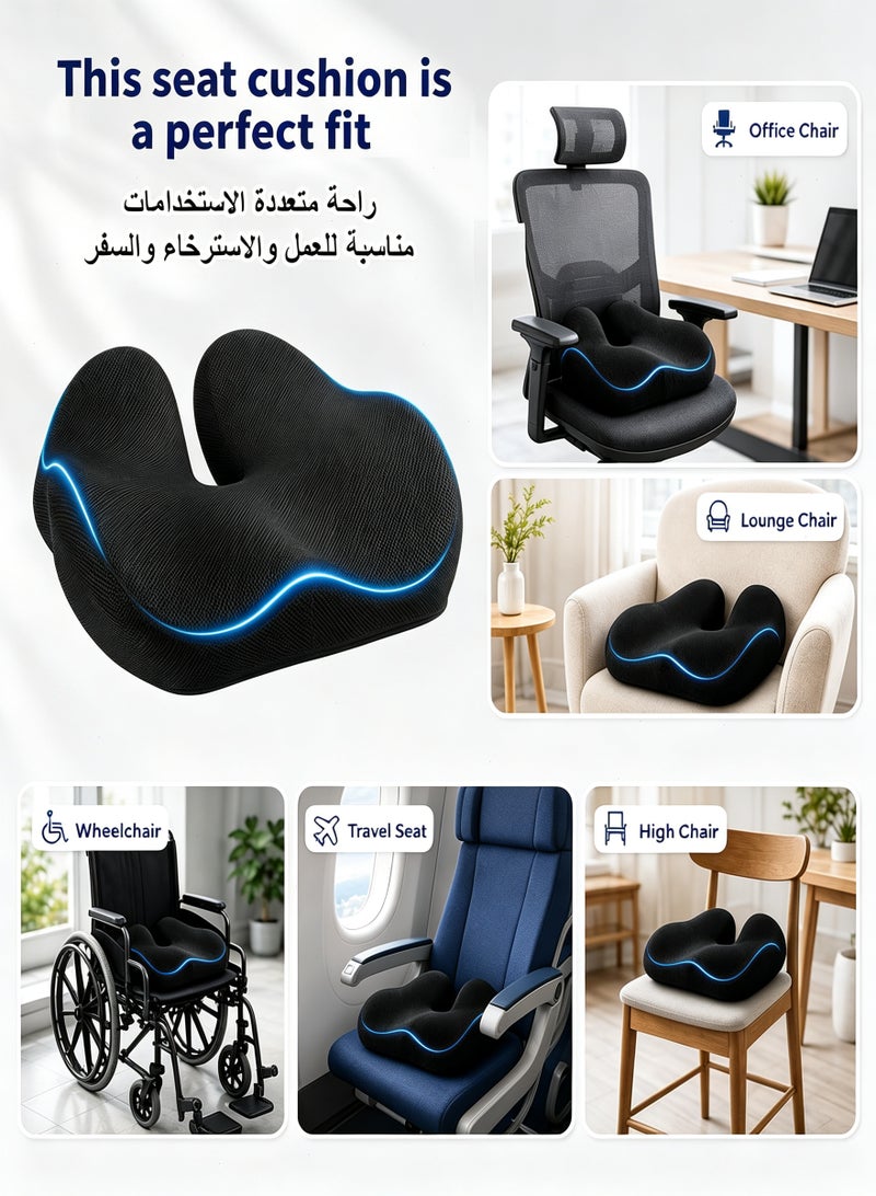 Yoawllty Memory Foam Seat Cushion with Breathable Mesh Cover, Pressure & Pain Relief on Hip Back Coccyx for Office, Car and Home - Image 3