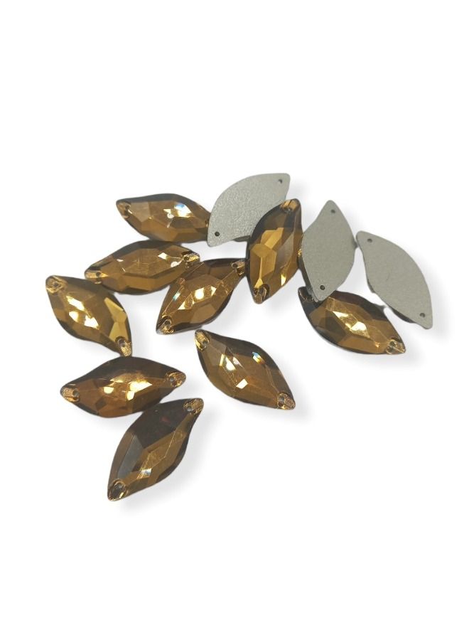 12-Piece Flat Back Sew on Eye Shaped Fancy Glass Crystal Sewing for Clothing Dress Decorations 15X30 Millimeter  - Image 1