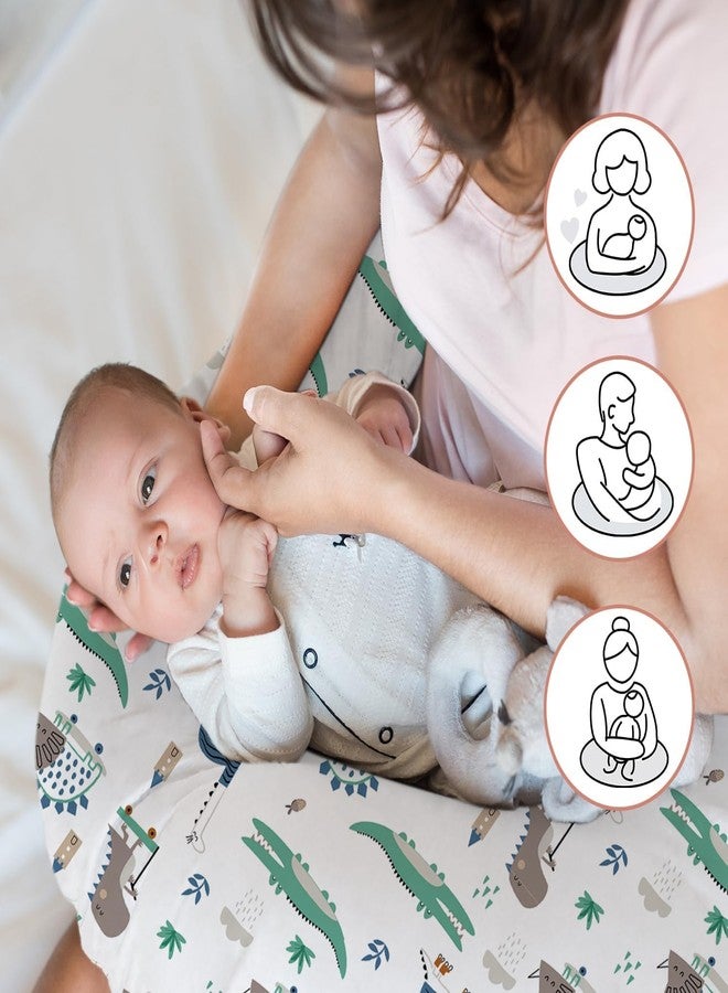 LittleDuds Baby Feeding Pillow for New Born Baby, Breastfeeding & Nursing Pillow with Removable Cover, Infant Support Cushion for 0–24 Months, Tummy Time Pillow | Cottage Care (Alligator) - Image 3