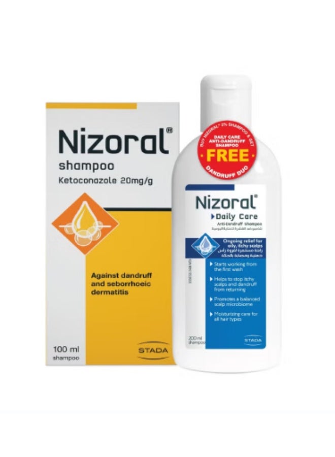 Nizoral 2% Anti-Dandruff Shampoo 100ml + Daily Care Oily Scalp Shampoo 200ml – Promo Pack for Dandruff Control & Healthy Scalp - Image 1