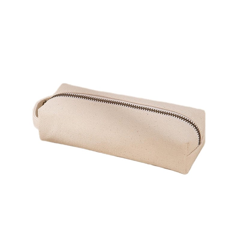 YONBEN Pencil Case Soft Cotton Canvas Pencil Pouch Bag for Easy Carry Stylish and Durable for Pens and Pencils Beige - Image 2