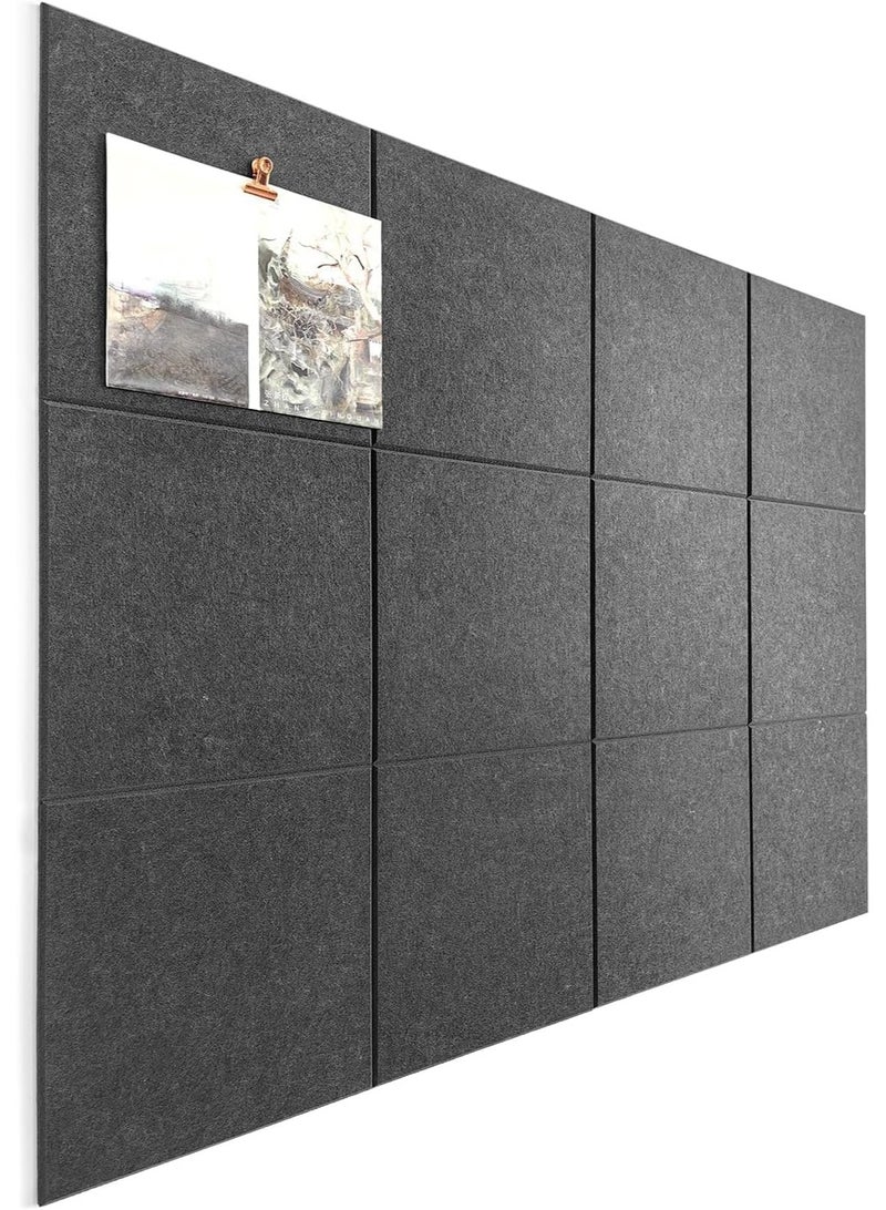 مجلس الفشار الأسود 48 "x36" - 12 حزمة شعرت بلاط الجدار مع علامات التبويب اللاصقة القابلة للإزالة الآمنة ، مجلس الفشار الكبير - Image 1