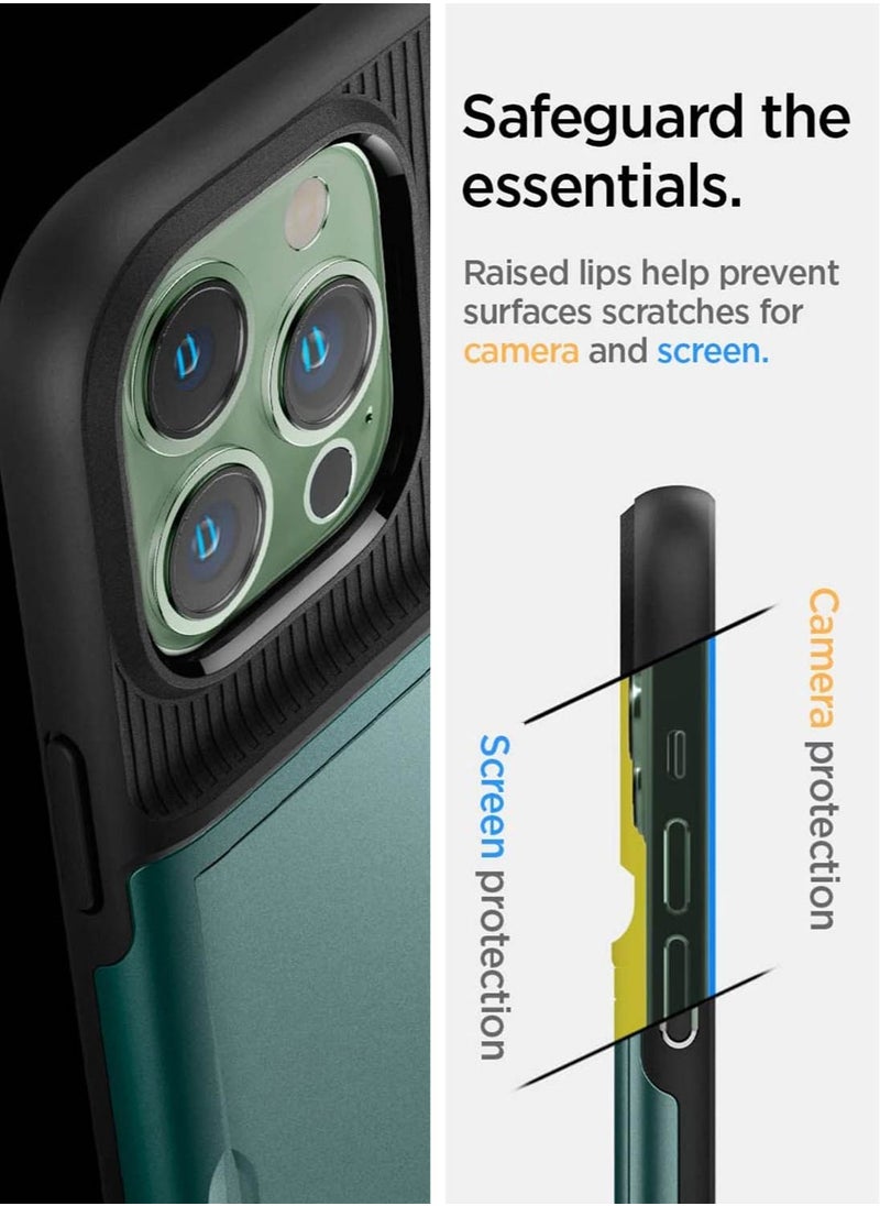 سبايجن Slim Armor CS Case Cover for iPhone 13 Pro MAX - Midnight Green  - Image 2