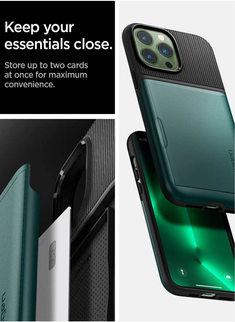 سبايجن Slim Armor CS Case Cover for iPhone 13 Pro MAX - Midnight Green  - Image 5