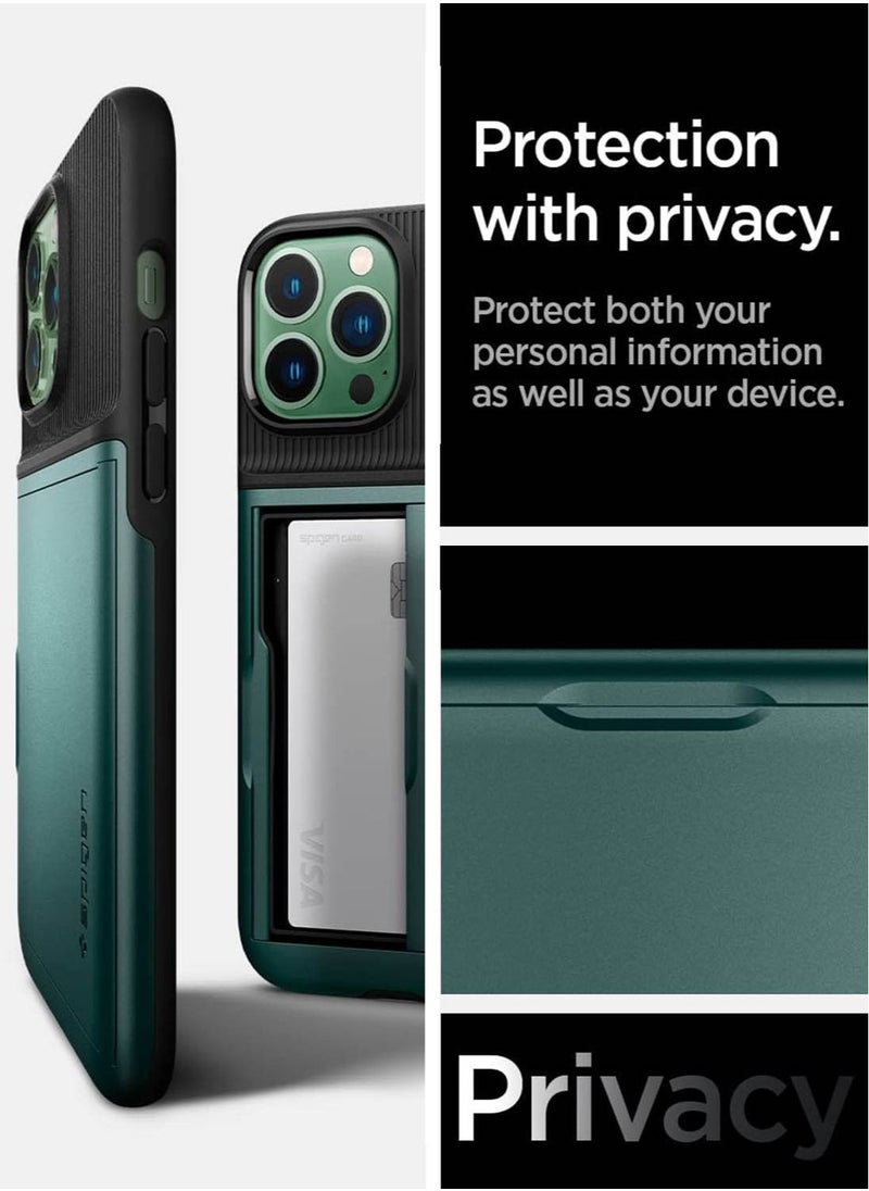 سبايجن Slim Armor CS Case Cover for iPhone 13 Pro MAX - Midnight Green  - Image 3