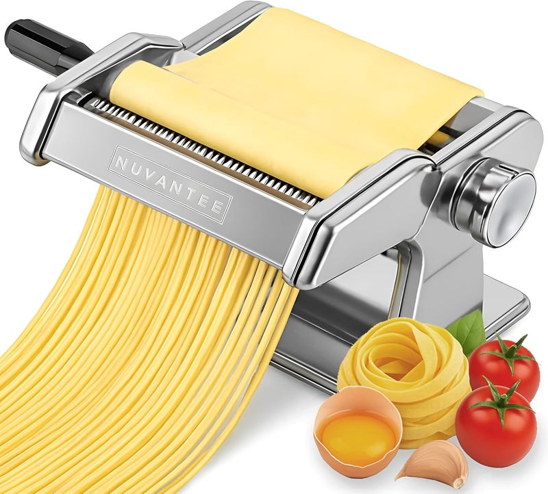 Nuvantee Pasta Maker with 7 Adjustable Thickness Settings - 2 in 1 Noodle Maker with Rollers and Cutter, Make Spaghetti, Fettuccini, Lasagna, & More - Image 1