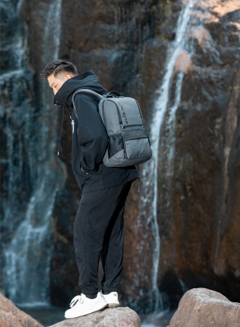 ARCTIC HUNTER Premium Backpack Water Resistant Built-in USB Headphone Jack Laptop Daypack for Men and Women B00532 Grey - Image 2