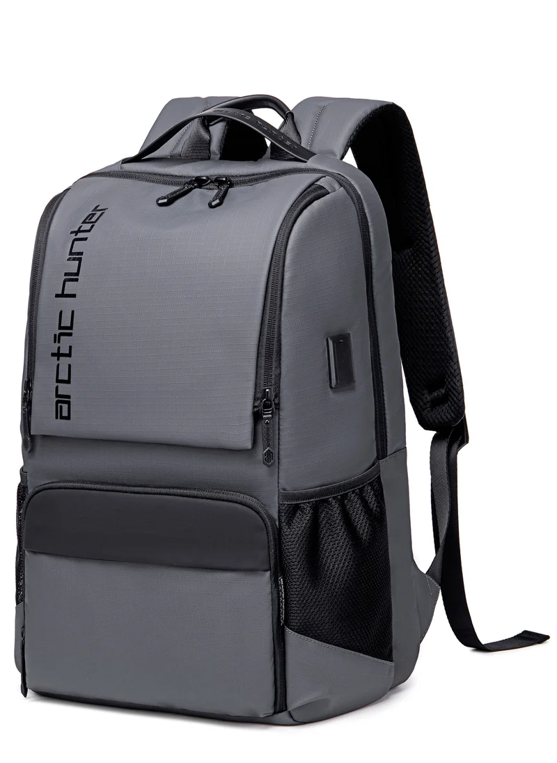 أركتيك هانتر Premium Backpack Water Resistant Built-in USB Headphone Jack Laptop Daypack for Men and Women B00532 Grey