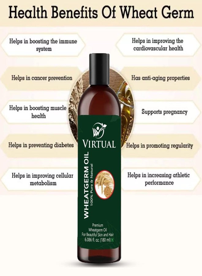 افتراضي زيت جنين القمح النقي 100% من فيرتوال للعناية بالشعر والبشرة، زيت طبيعي معصور على البارد (180 مل) - عبوة من قطعتين - Image 3