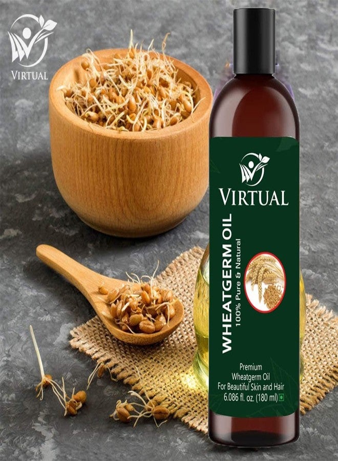افتراضي زيت جنين القمح النقي 100% من فيرتوال للعناية بالشعر والبشرة، زيت طبيعي معصور على البارد (180 مل) - عبوة من قطعتين - Image 2