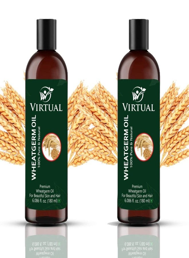 افتراضي زيت جنين القمح النقي 100% من فيرتوال للعناية بالشعر والبشرة، زيت طبيعي معصور على البارد (180 مل) - عبوة من قطعتين - Image 1