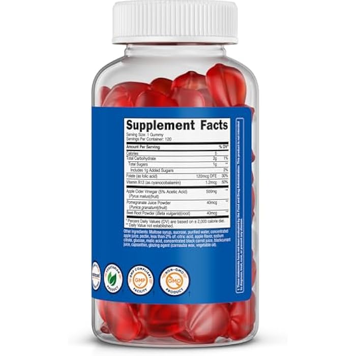 Nutricost Apple Cider Vinegar 500mg, 120 Gummies, Apple Flavored - Gluten Free, Non-GMO, No Corn Syrup - Image 5