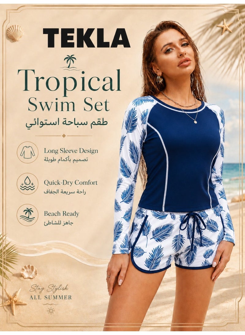 Tekla Tropical Long Sleeve Swim Set – Quick-Dry & Beach-Ready for Stylish Summer Days - Image 2
