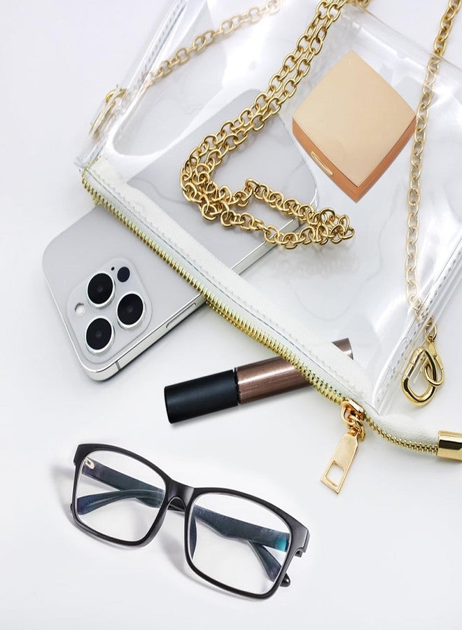 SourceTon Stadium Approved Clear Crossbody Bag for Women - Transparent Purse with Gold Chain, Waterproof Concert Bag for Sporting Events, Music Festivals (20x13x2cm, 120cm Chain) - Image 2