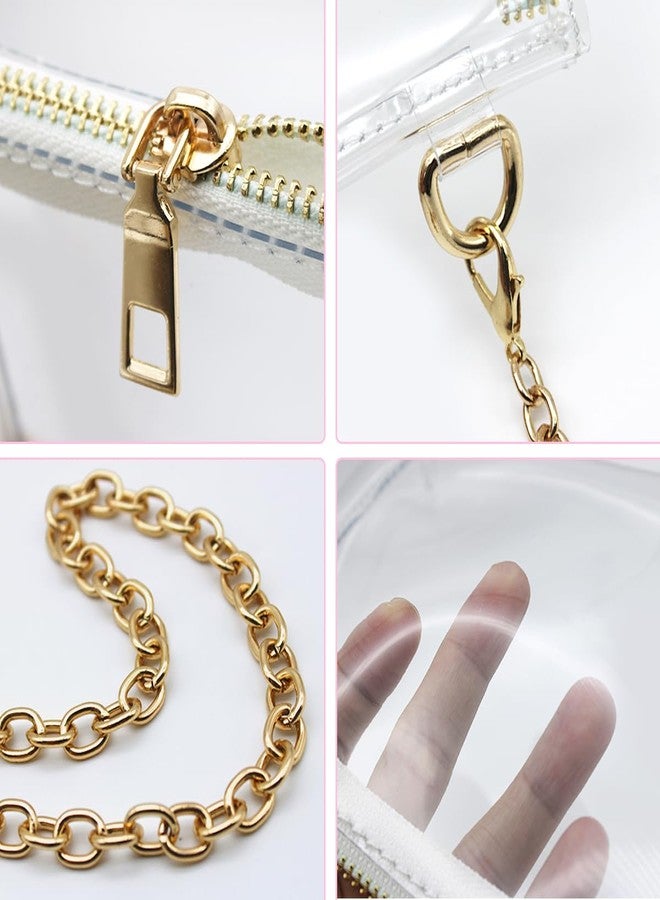 SourceTon Stadium Approved Clear Crossbody Bag for Women - Transparent Purse with Gold Chain, Waterproof Concert Bag for Sporting Events, Music Festivals (20x13x2cm, 120cm Chain) - Image 3