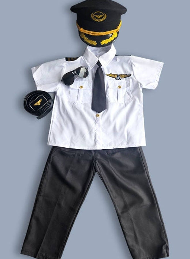 Halamodo Kids Pilot Captain Cosplay Costume Set , Children's Airline Steward Air Force Role Play Uniform ,Includes Short Sleeve Shirt, Pants, Hat, Belt and Sunglasses, Career Day Outfit for Kids , For Birthday Party, Stage Show, Themed Party, Talent Show, Masquerade ,Best Gift For Boys - Image 5