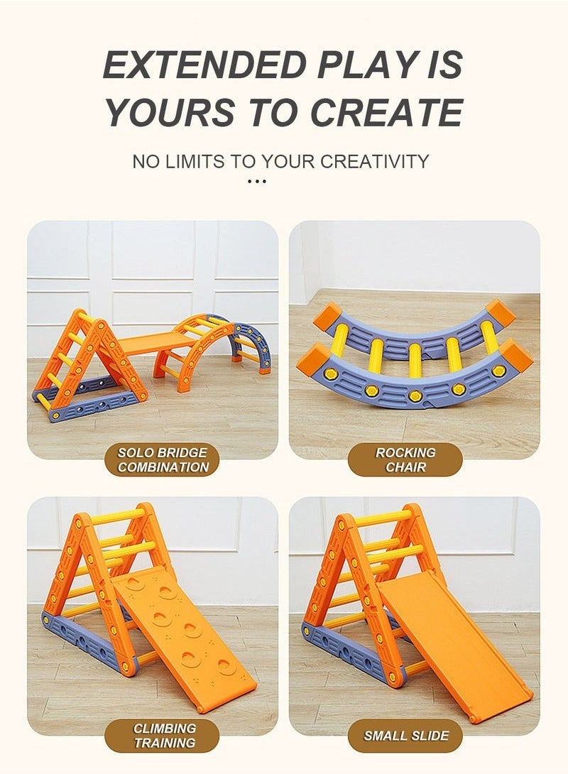 XiuWoo Triangle Set 4 in1 Foldable Baby Climbing Toys Wooden Montessori Climbing Set with Arch Ramp Ladder Baby Climber Indoor Jungle Gyms for Toddlers Montessori Toys - Image 2