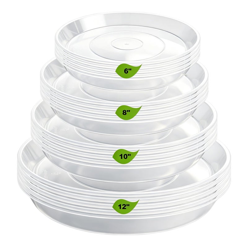 LWALRS 20 Pack Plant Saucer Tray 6 8 10 12 inch Plant Saucers for Indoors Outdoor Plastic Heavy Duty Drainage Drip Water Trays for Planter Pots Flower Clear Pot Saucers Trays for Plants - Image 2