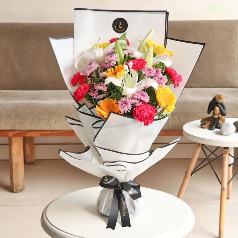 Floweraura FlowerAura Fresh Live Flower Bouquet of 18 Mix Flowers In Premium Packing For Birthday Gift Anniversary Gift Wedding Gift Congratulations Gift Gift For Special Occasions Same Day Delivery  - Image 1