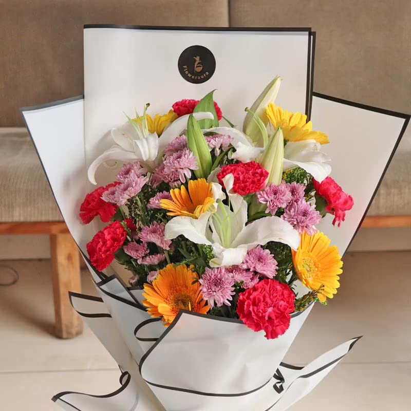 Floweraura FlowerAura Fresh Live Flower Bouquet of 18 Mix Flowers In Premium Packing For Birthday Gift Anniversary Gift Wedding Gift Congratulations Gift Gift For Special Occasions Same Day Delivery  - Image 2