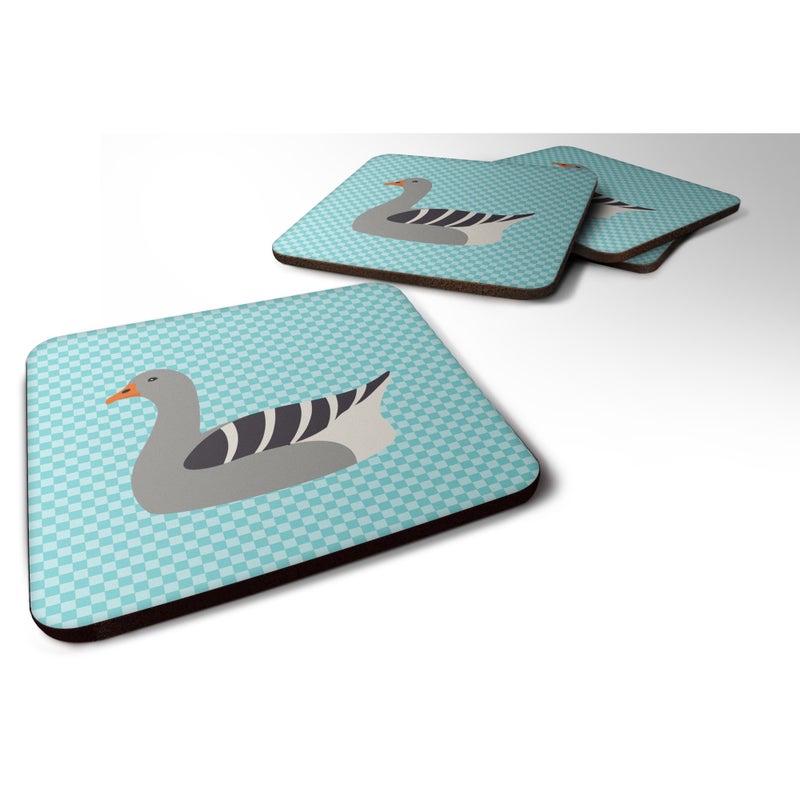 Caroline's Treasures ""Caroline's Treasures Pilgrim Goose Blue Check Decorative coasters  3.5  Multicolor"" 