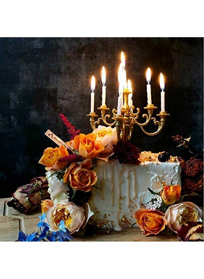 CheeseandU Mini Plastic Candle Holder Stand with 9Pcs Candelabra Taper Beautiful Vintage Candlestick Cake Topper Desk Ornament for Wedding Event Birthday Party Candelabra Cake Topper Gold Height 14cm - Image 5