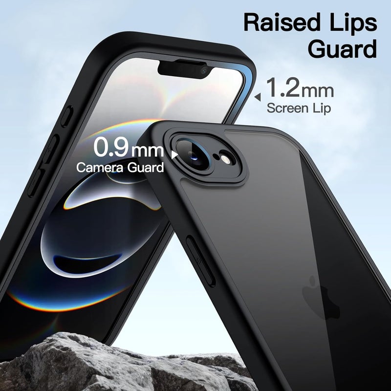 Jetech Case for iPhone 17e (2026) / iPhone 16e with Built-in Tempered Glass Screen Protector, 360 Degree Full Body Shockproof Phone Cover, Heavy Duty Protection Clear Back (Black) - Image 5