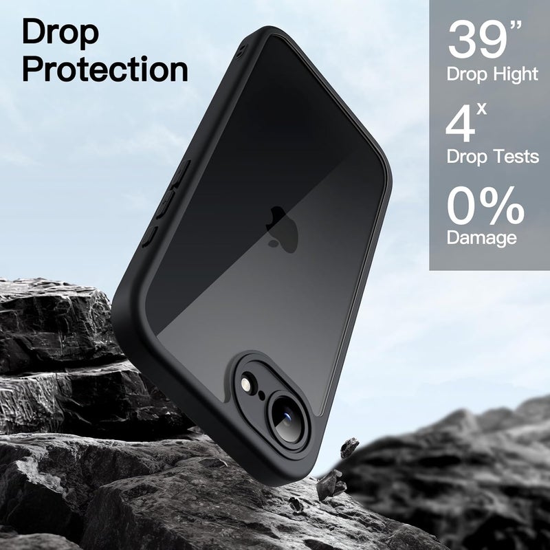 Jetech Case for iPhone 17e (2026) / iPhone 16e with Built-in Tempered Glass Screen Protector, 360 Degree Full Body Shockproof Phone Cover, Heavy Duty Protection Clear Back (Black) - Image 4