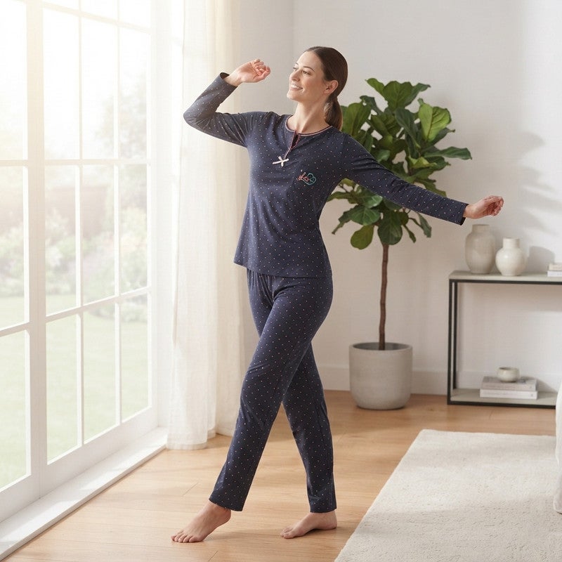 JOANNA 2-Piece Pajama Set Long Sleeve Top and Pants Soft Printed Sleepwear for Women - Image 4